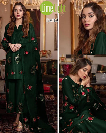 Summer Embroidred 3-piece  Dark Green