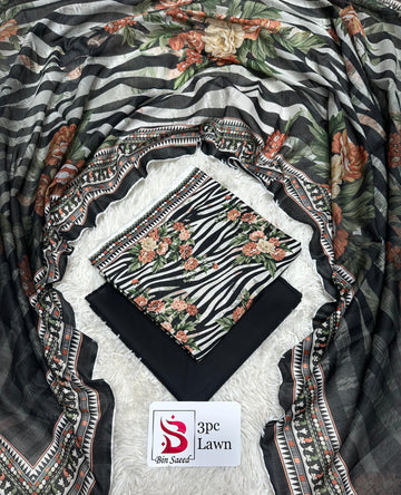 Black and White Lawn 3 Piece