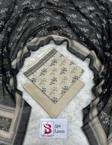 Skin and Black Lawn 3 Piece
